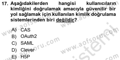 Öğrenme Yönetim Sistemleri Dersi 2024 - 2025 Yılı Yaz Okulu Sınav Soruları 17. Soru