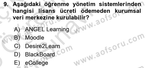 Öğrenme Yönetim Sistemleri Dersi 2024 - 2025 Yılı Yaz Okulu Sınav Soruları 9. Soru