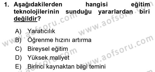 Öğrenme Yönetim Sistemleri Dersi 2025 - 2026 Yılı (Vize) Ara Sınav Soruları 1. Soru