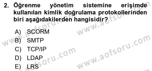 Öğrenme Yönetim Sistemleri Dersi 2025 - 2026 Yılı (Vize) Ara Sınav Soruları 2. Soru