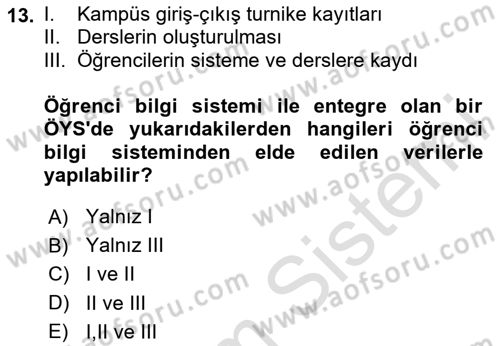 Öğrenme Yönetim Sistemleri Dersi 2025 - 2026 Yılı (Final) Dönem Sonu Sınav Soruları 13. Soru