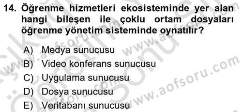 Öğrenme Yönetim Sistemleri Dersi 2025 - 2026 Yılı (Final) Dönem Sonu Sınav Soruları 14. Soru