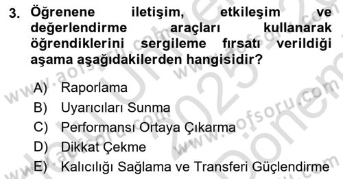 Öğrenme Yönetim Sistemleri Dersi 2025 - 2026 Yılı (Final) Dönem Sonu Sınav Soruları 3. Soru