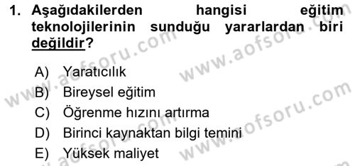 Öğrenme Yönetim Sistemleri Dersi 2025 - 2026 Yılı Yaz Okulu Sınav Soruları 1. Soru