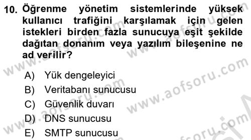 Öğrenme Yönetim Sistemleri Dersi 2025 - 2026 Yılı Yaz Okulu Sınav Soruları 10. Soru