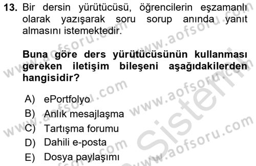 Öğrenme Yönetim Sistemleri Dersi 2025 - 2026 Yılı Yaz Okulu Sınav Soruları 13. Soru