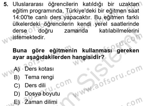 Öğrenme Yönetim Sistemleri Dersi 2025 - 2026 Yılı Yaz Okulu Sınav Soruları 5. Soru