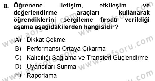 Öğrenme Yönetim Sistemleri Dersi 2025 - 2026 Yılı Yaz Okulu Sınav Soruları 8. Soru