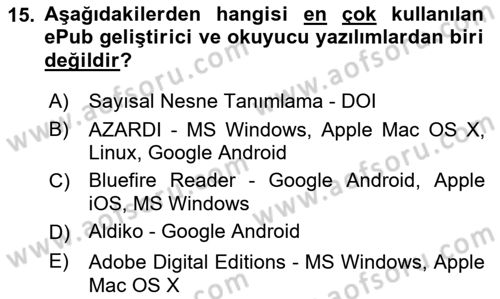 Web Yayıncılığı Dersi 2016 - 2017 Yılı (Vize) Ara Sınav Soruları 15. Soru