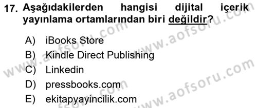 Web Yayıncılığı Dersi 2016 - 2017 Yılı (Vize) Ara Sınav Soruları 17. Soru