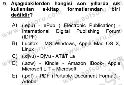 Web Yayıncılığı Dersi 2016 - 2017 Yılı (Vize) Ara Sınav Soruları 9. Soru