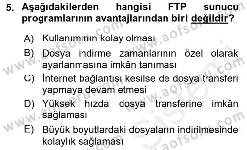 Web Yayıncılığı Dersi 2016 - 2017 Yılı (Final) Dönem Sonu Sınav Soruları 5. Soru