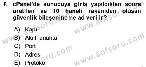 Web Yayıncılığı Dersi 2016 - 2017 Yılı (Final) Dönem Sonu Sınav Soruları 8. Soru