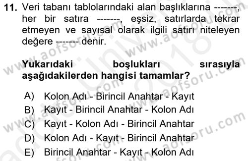 Web Yayıncılığı Dersi 2017 - 2018 Yılı 3 Ders Sınav Soruları 11. Soru