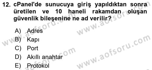 Web Yayıncılığı Dersi 2017 - 2018 Yılı 3 Ders Sınav Soruları 12. Soru