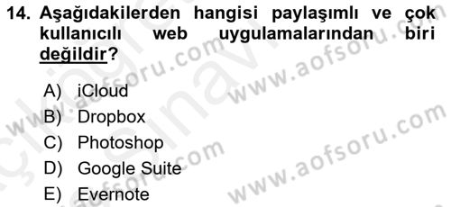 Web Yayıncılığı Dersi 2017 - 2018 Yılı 3 Ders Sınav Soruları 14. Soru