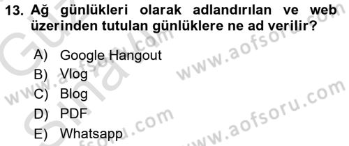 Web Yayıncılığı Dersi 2017 - 2018 Yılı (Vize) Ara Sınav Soruları 13. Soru