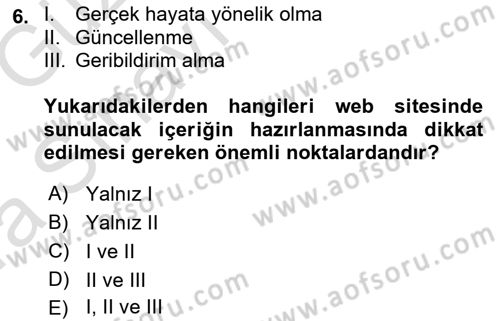 Web Yayıncılığı Dersi 2017 - 2018 Yılı (Vize) Ara Sınav Soruları 6. Soru
