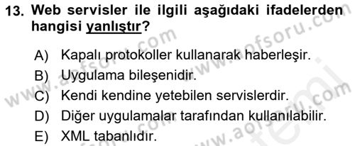 Web Yayıncılığı Dersi 2017 - 2018 Yılı (Final) Dönem Sonu Sınav Soruları 13. Soru