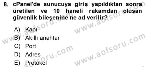 Web Yayıncılığı Dersi 2017 - 2018 Yılı (Final) Dönem Sonu Sınav Soruları 8. Soru