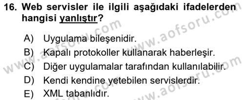 Web Yayıncılığı Dersi 2018 - 2019 Yılı 3 Ders Sınav Soruları 16. Soru