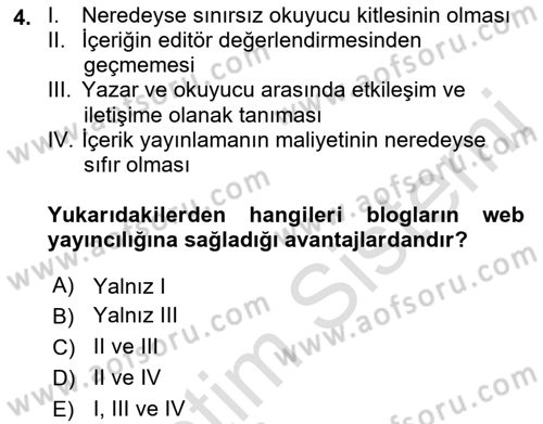 Web Yayıncılığı Dersi 2018 - 2019 Yılı 3 Ders Sınav Soruları 4. Soru
