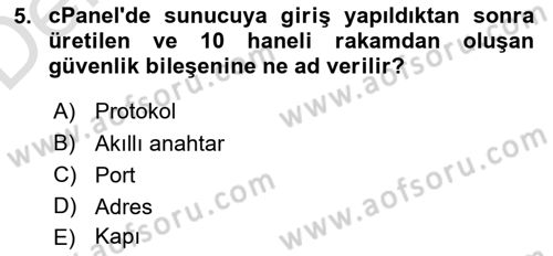 Web Yayıncılığı Dersi 2018 - 2019 Yılı 3 Ders Sınav Soruları 5. Soru