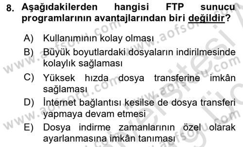 Web Yayıncılığı Dersi 2018 - 2019 Yılı 3 Ders Sınav Soruları 8. Soru