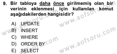 Web Yayıncılığı Dersi 2018 - 2019 Yılı 3 Ders Sınav Soruları 9. Soru