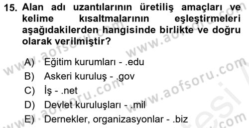 Web Yayıncılığı Dersi 2018 - 2019 Yılı (Vize) Ara Sınav Soruları 15. Soru