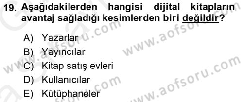 Web Yayıncılığı Dersi 2018 - 2019 Yılı (Vize) Ara Sınav Soruları 19. Soru