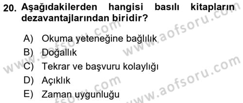 Web Yayıncılığı Dersi 2018 - 2019 Yılı (Vize) Ara Sınav Soruları 20. Soru