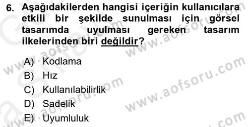 Web Yayıncılığı Dersi 2018 - 2019 Yılı (Vize) Ara Sınav Soruları 6. Soru