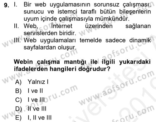 Web Yayıncılığı Dersi 2018 - 2019 Yılı (Vize) Ara Sınav Soruları 9. Soru
