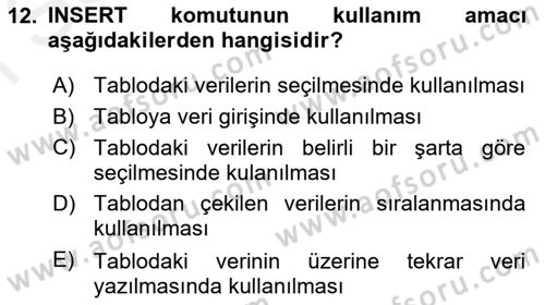 Web Yayıncılığı Dersi 2018 - 2019 Yılı (Final) Dönem Sonu Sınav Soruları 12. Soru