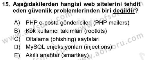 Web Yayıncılığı Dersi 2018 - 2019 Yılı (Final) Dönem Sonu Sınav Soruları 15. Soru