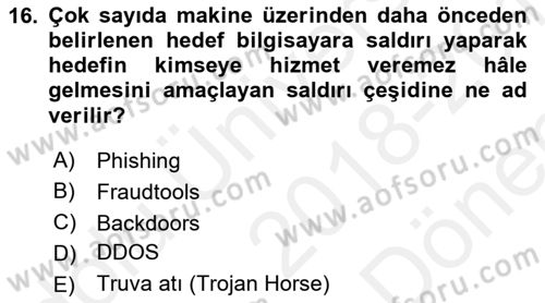 Web Yayıncılığı Dersi 2018 - 2019 Yılı (Final) Dönem Sonu Sınav Soruları 16. Soru