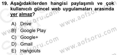 Web Yayıncılığı Dersi 2018 - 2019 Yılı (Final) Dönem Sonu Sınav Soruları 19. Soru