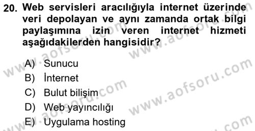 Web Yayıncılığı Dersi 2018 - 2019 Yılı (Final) Dönem Sonu Sınav Soruları 20. Soru