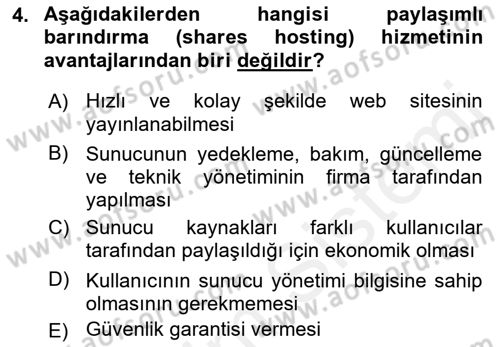 Web Yayıncılığı Dersi 2018 - 2019 Yılı (Final) Dönem Sonu Sınav Soruları 4. Soru