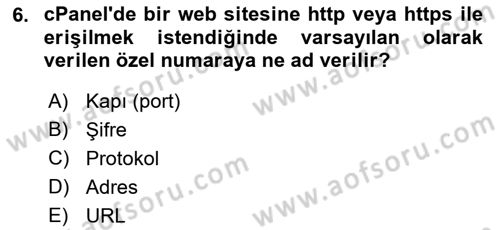 Web Yayıncılığı Dersi 2018 - 2019 Yılı (Final) Dönem Sonu Sınav Soruları 6. Soru