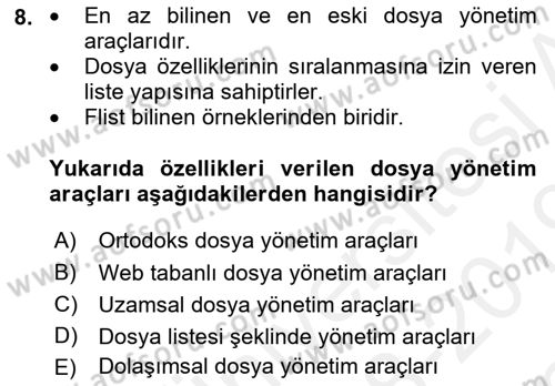 Web Yayıncılığı Dersi 2018 - 2019 Yılı (Final) Dönem Sonu Sınav Soruları 8. Soru