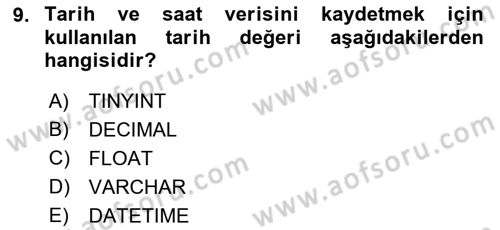Web Yayıncılığı Dersi 2018 - 2019 Yılı (Final) Dönem Sonu Sınav Soruları 9. Soru