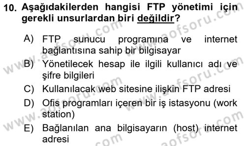Web Yayıncılığı Dersi 2018 - 2019 Yılı Yaz Okulu Sınav Soruları 10. Soru