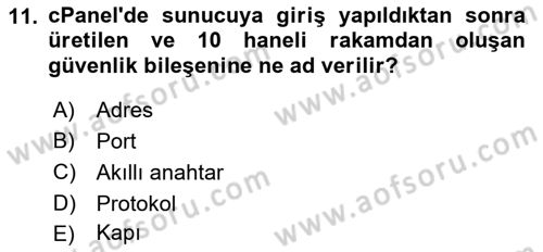Web Yayıncılığı Dersi 2018 - 2019 Yılı Yaz Okulu Sınav Soruları 11. Soru