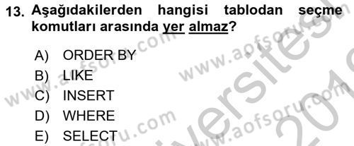 Web Yayıncılığı Dersi 2018 - 2019 Yılı Yaz Okulu Sınav Soruları 13. Soru