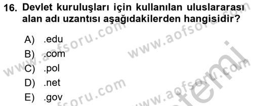Web Yayıncılığı Dersi 2018 - 2019 Yılı Yaz Okulu Sınav Soruları 16. Soru
