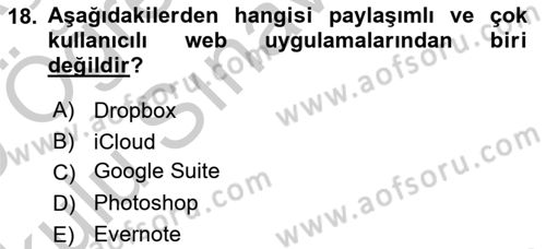 Web Yayıncılığı Dersi 2018 - 2019 Yılı Yaz Okulu Sınav Soruları 18. Soru