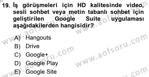 Web Yayıncılığı Dersi 2018 - 2019 Yılı Yaz Okulu Sınav Soruları 19. Soru