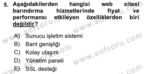 Web Yayıncılığı Dersi 2018 - 2019 Yılı Yaz Okulu Sınav Soruları 5. Soru